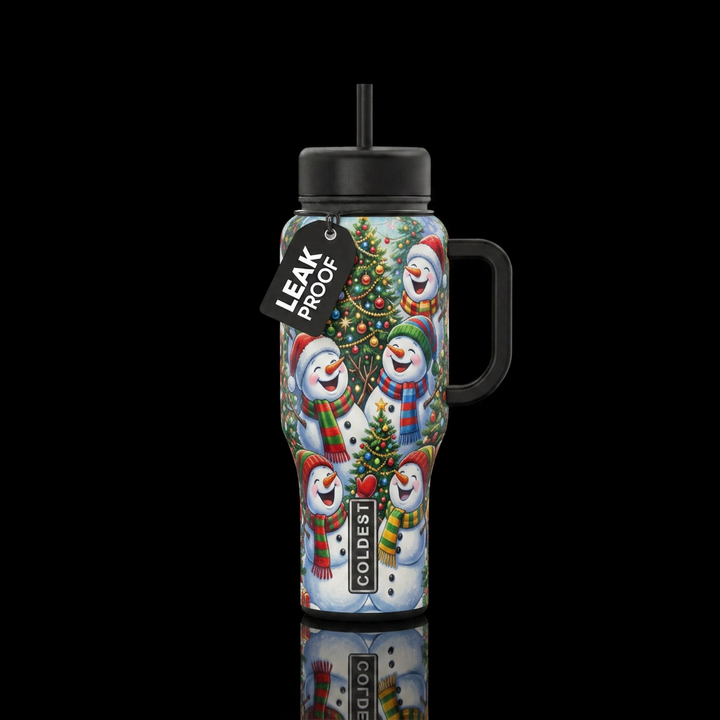 Snowman jokes water bottle design