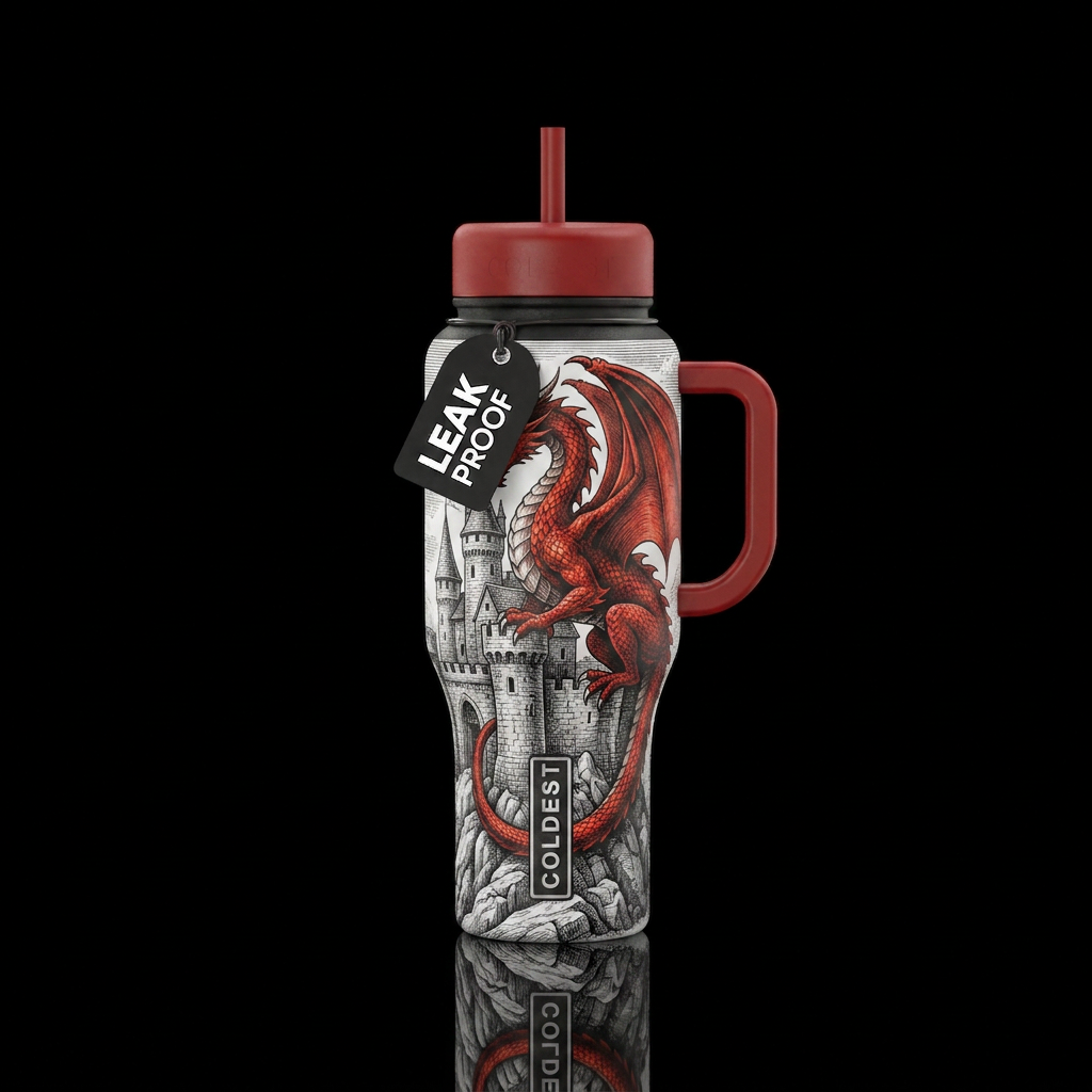 Red dragon x2 water bottle design