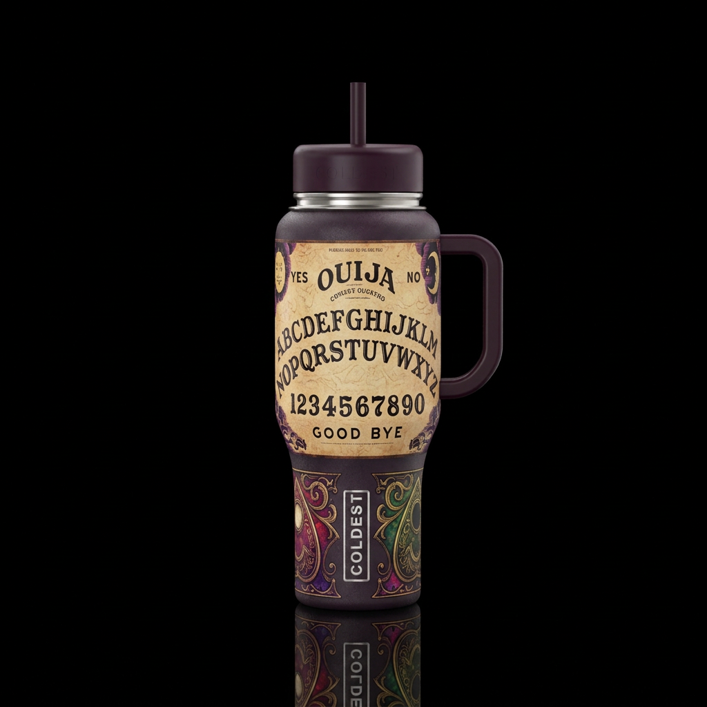 Ouija board water bottle design