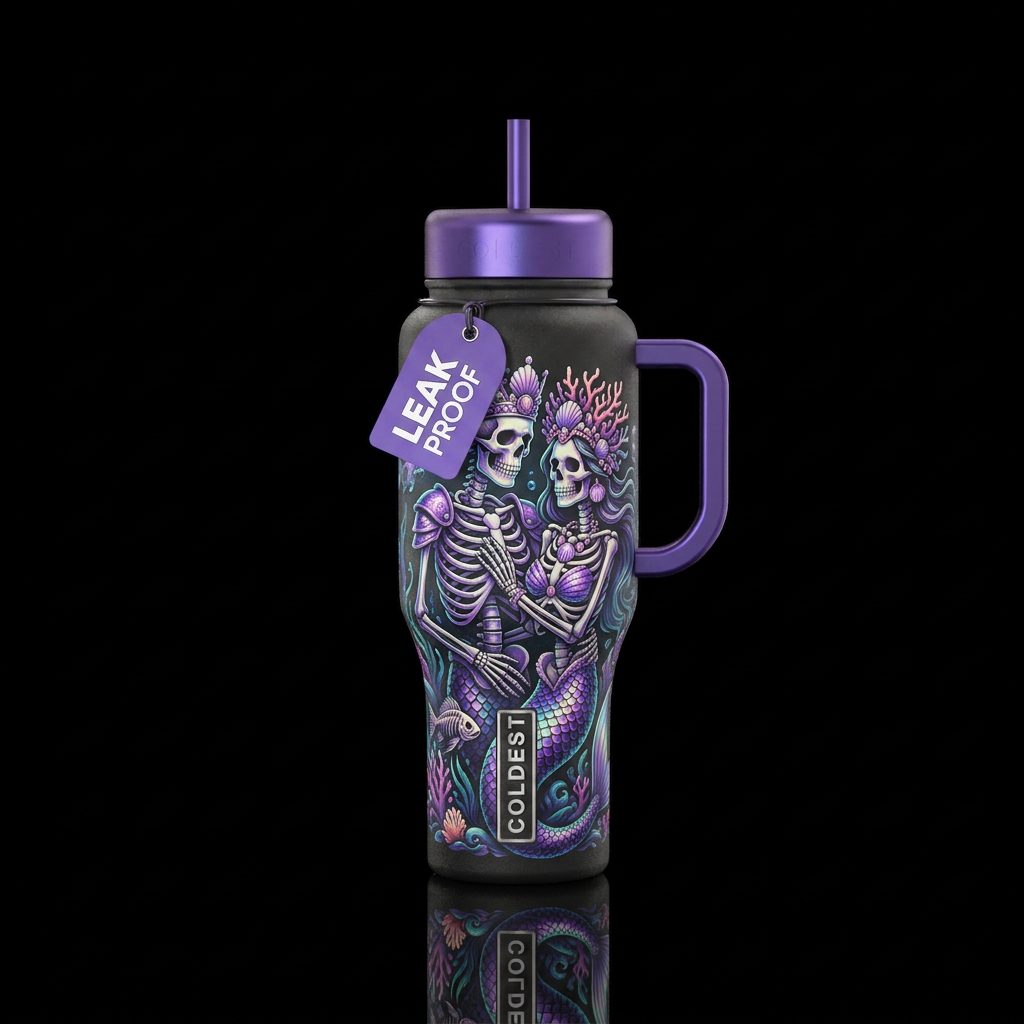 Mermaid love until the end water bottle design