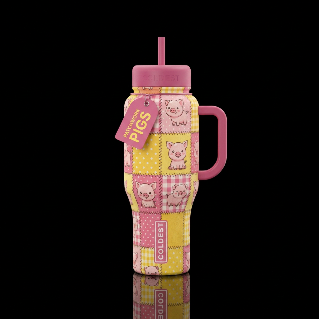 Patchy the pigs water bottle design