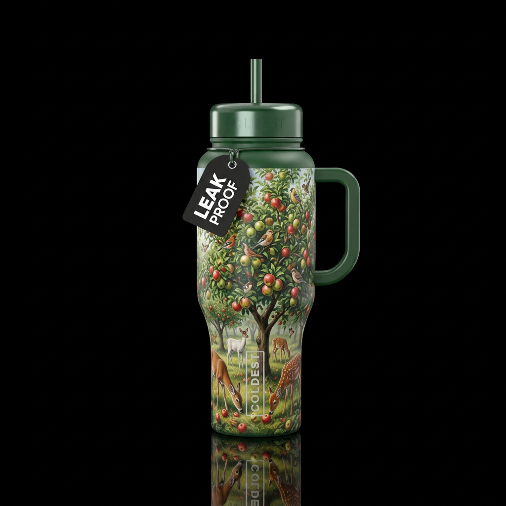 Apples and deer water bottle design