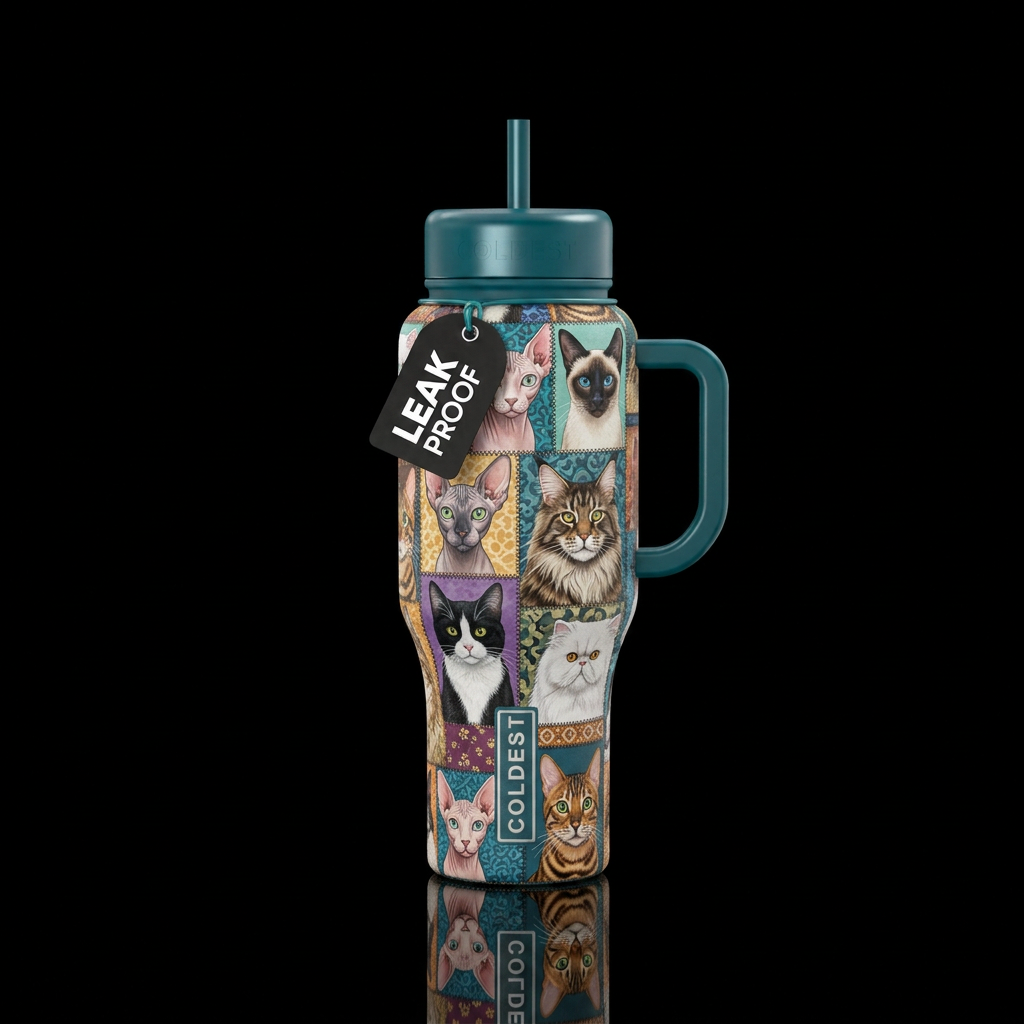Cats meow water bottle design