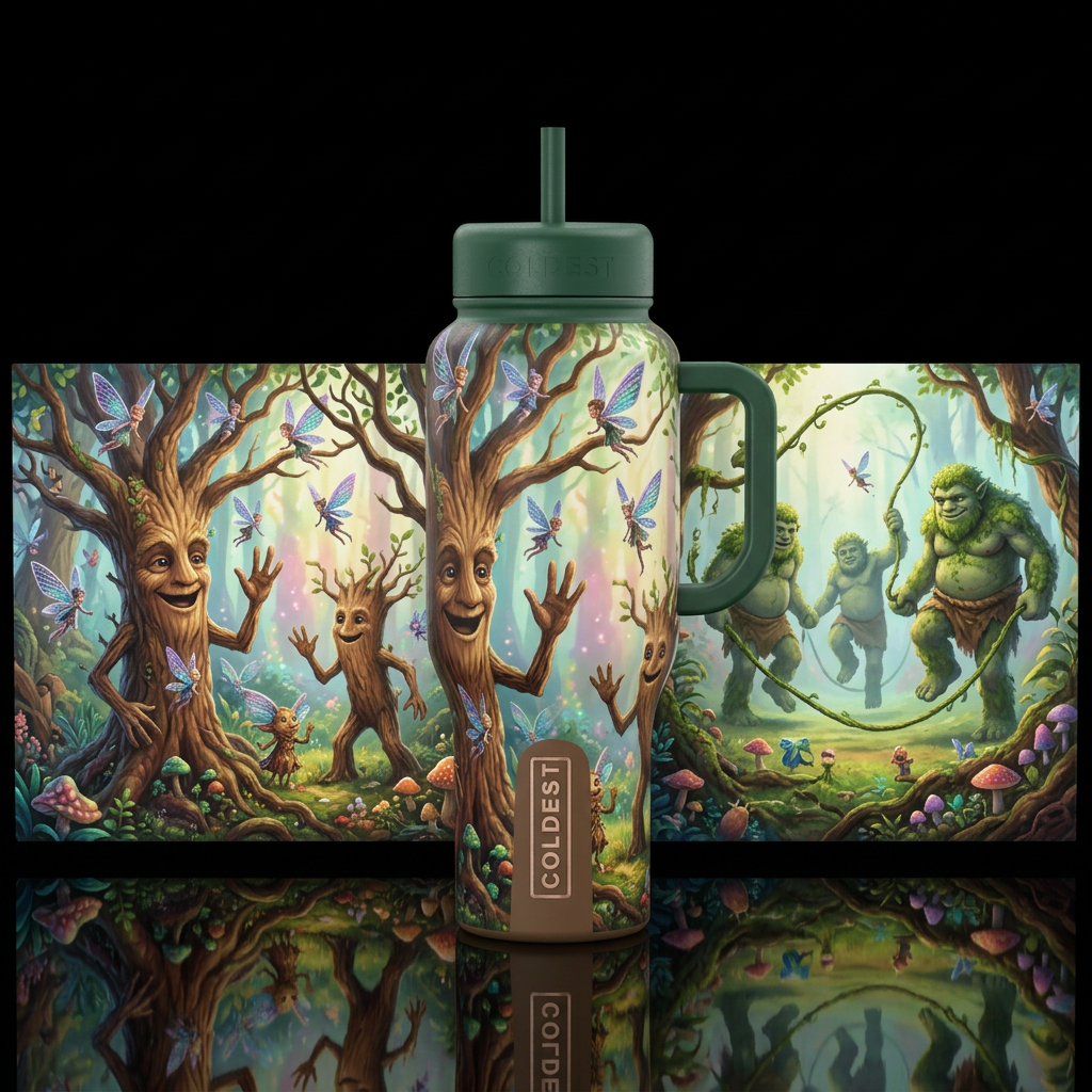 Tree Friends water bottle design