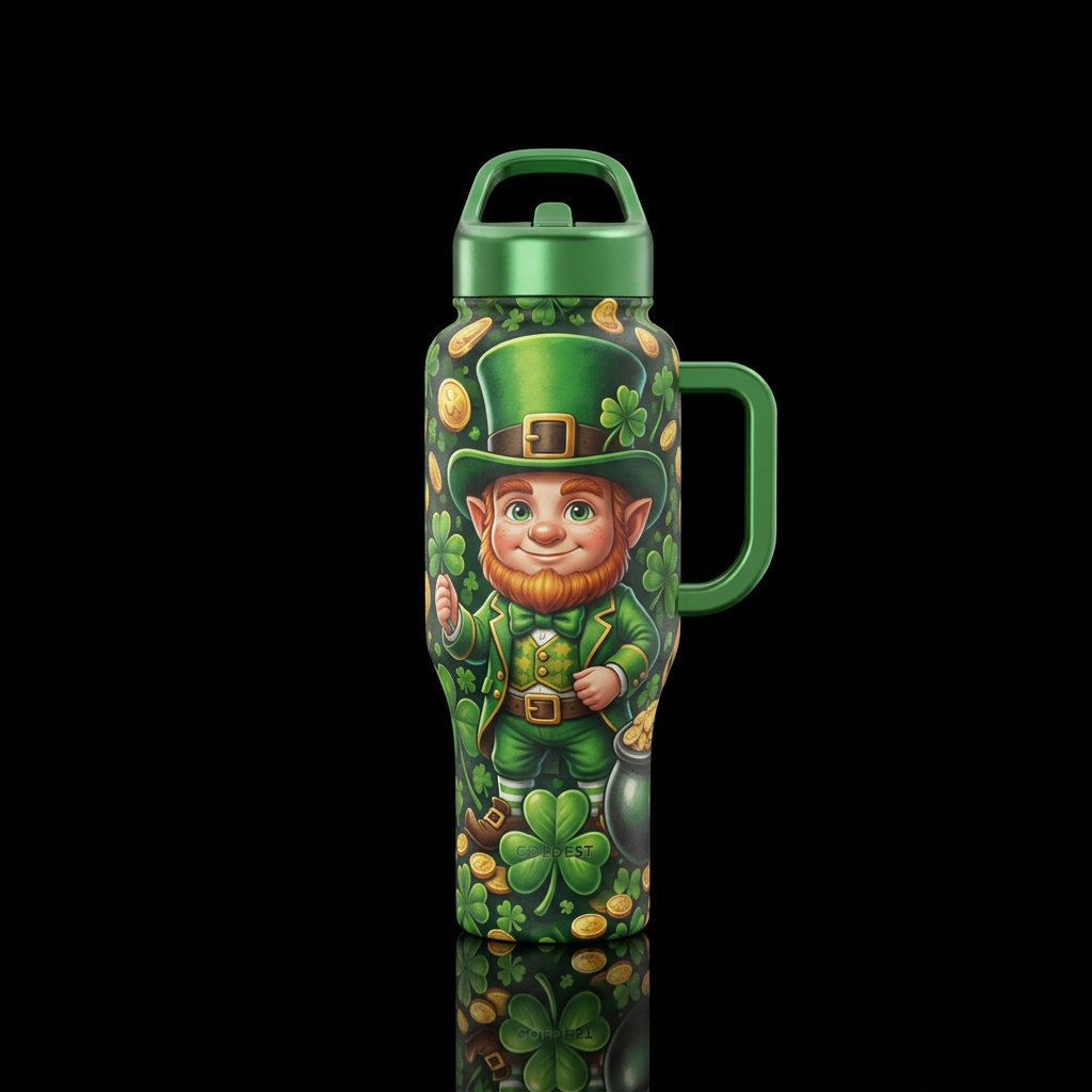 Lucky leprechaun water bottle design