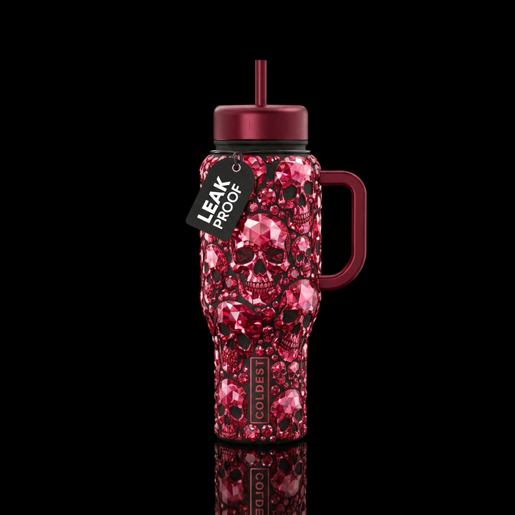 Ruby skulls water bottle design