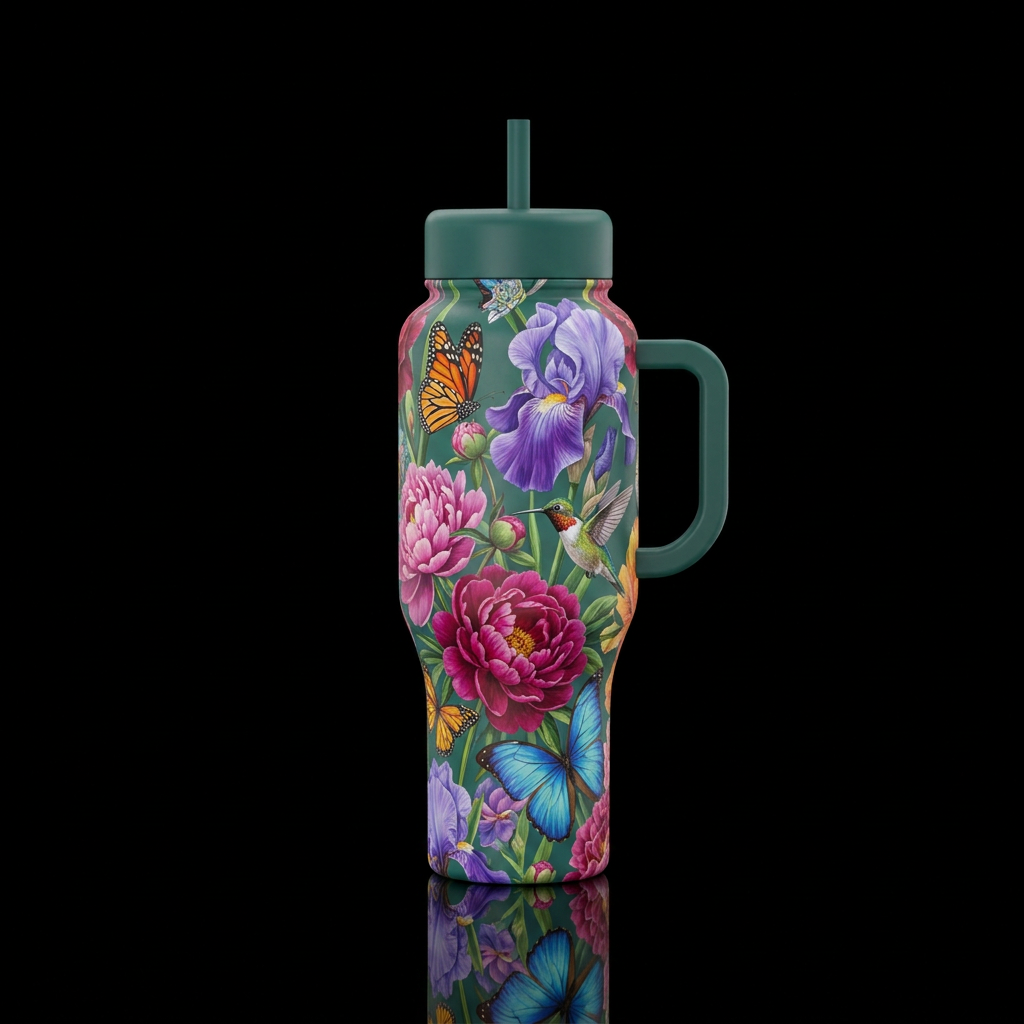 My butterfly garden water bottle design