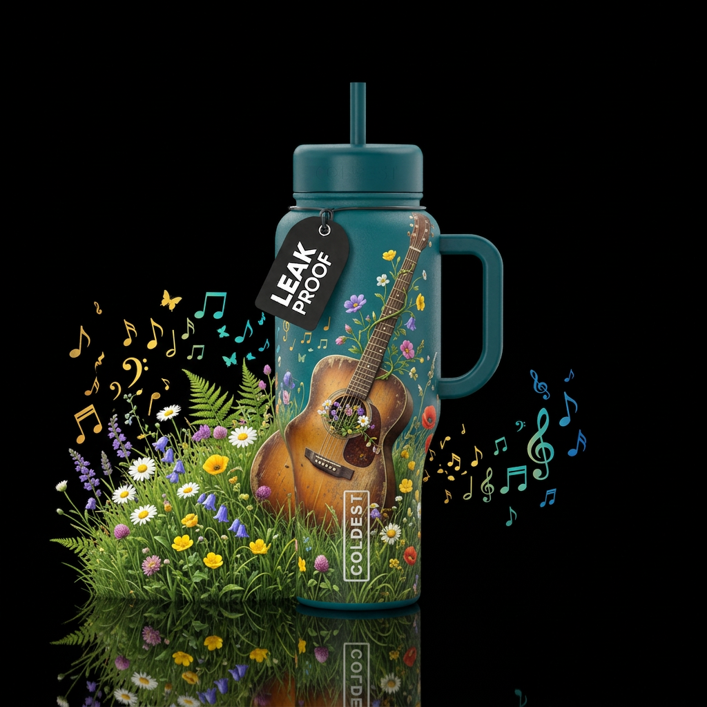 Garden guitar water bottle design