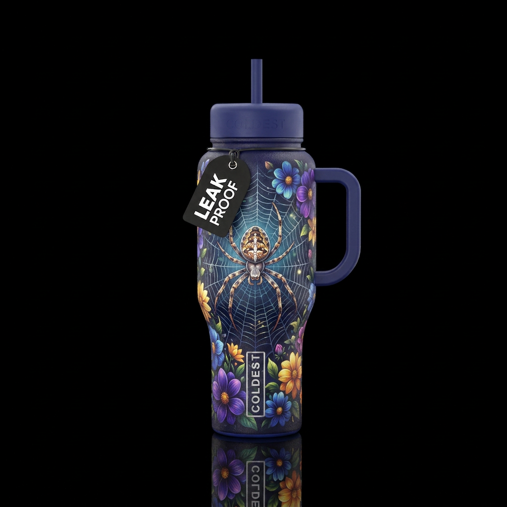 Spider friend water bottle design