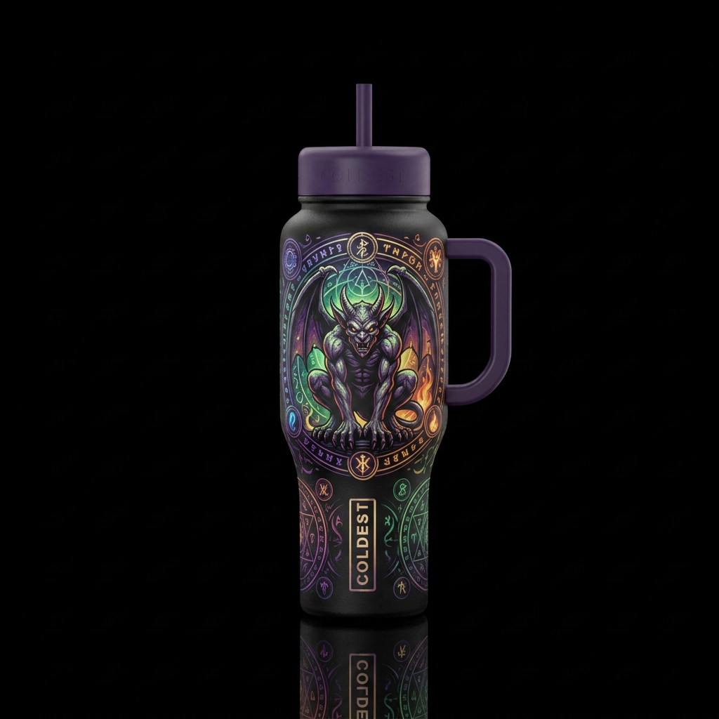 Mystic gargoyle water bottle design