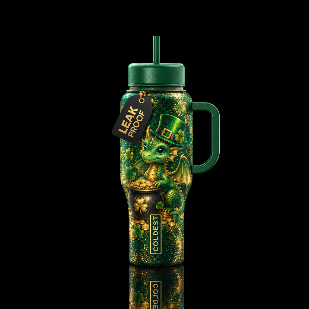 Lucky the dragon water bottle design