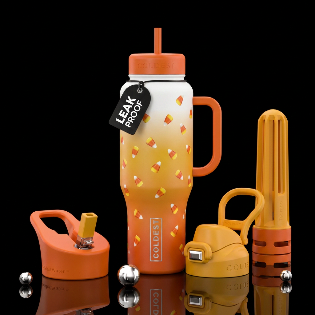 Candy corn bottle in gradient shades of orange to ... water bottle design