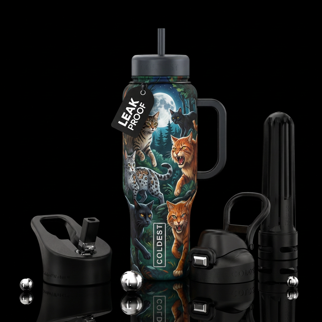 Warrior cat Erin hunter water bottle design