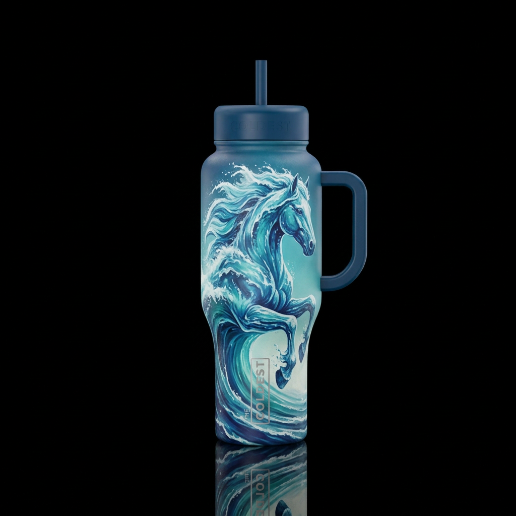 Horse made of water looking like a wave water bottle design