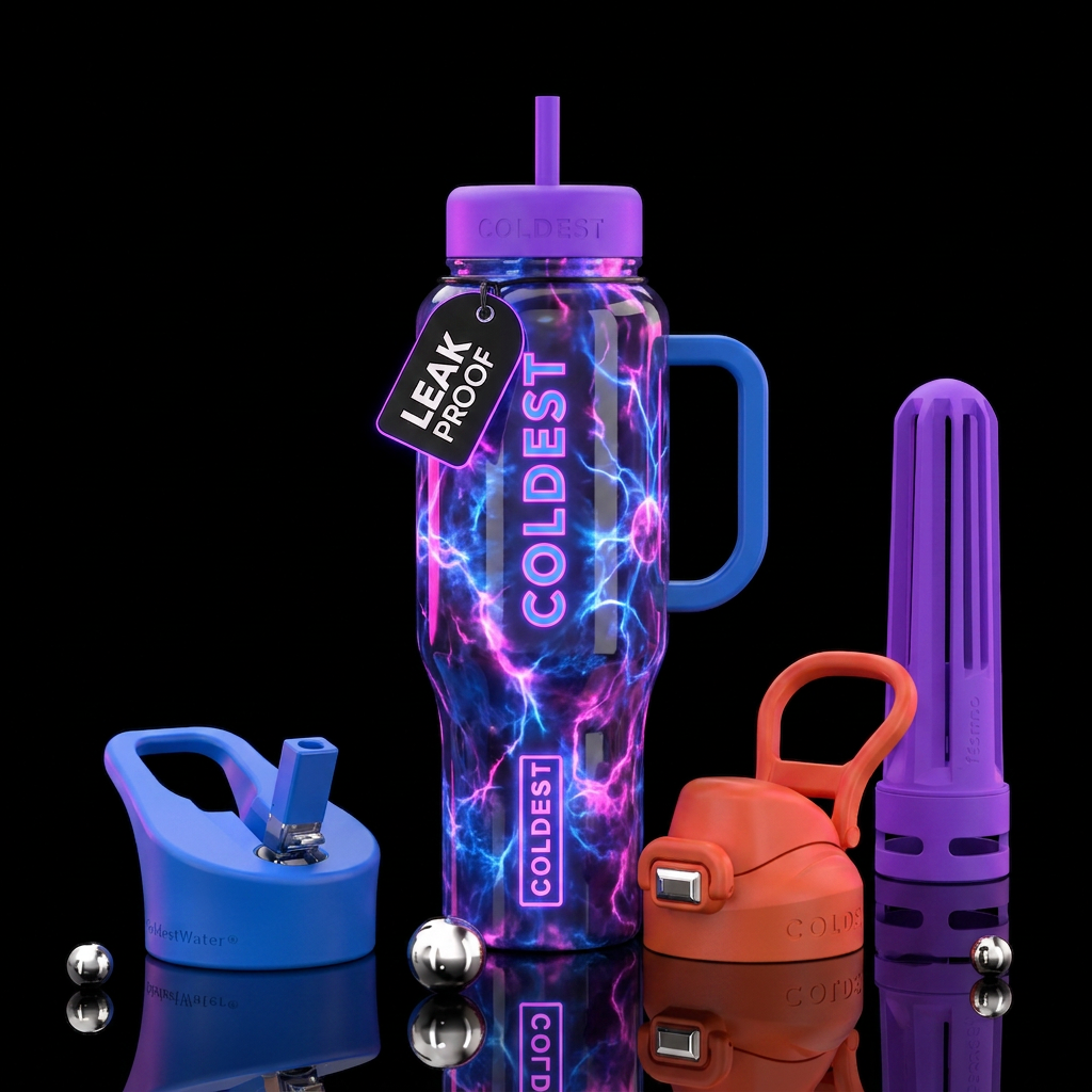 plasma, synthwave water bottle design