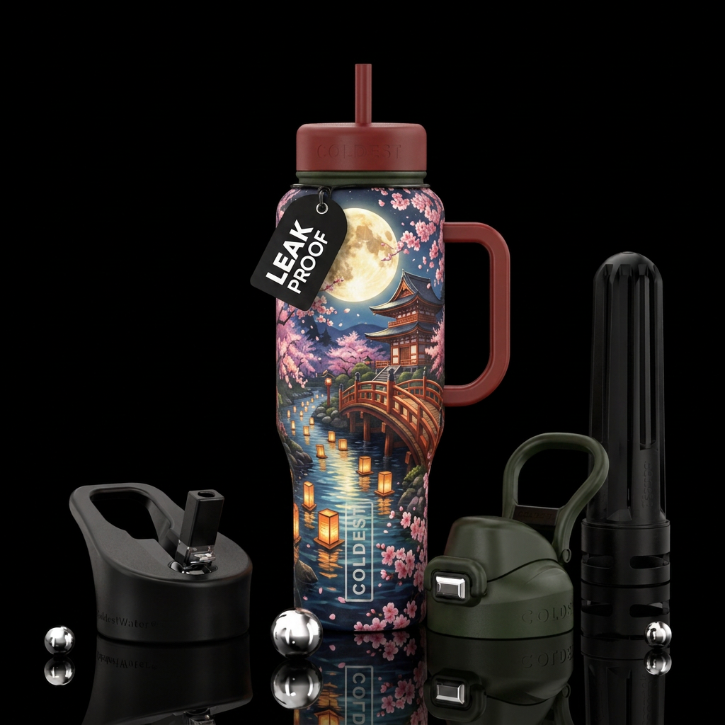 Toro Nagashi, cherry blossom season, ancient, real... water bottle design