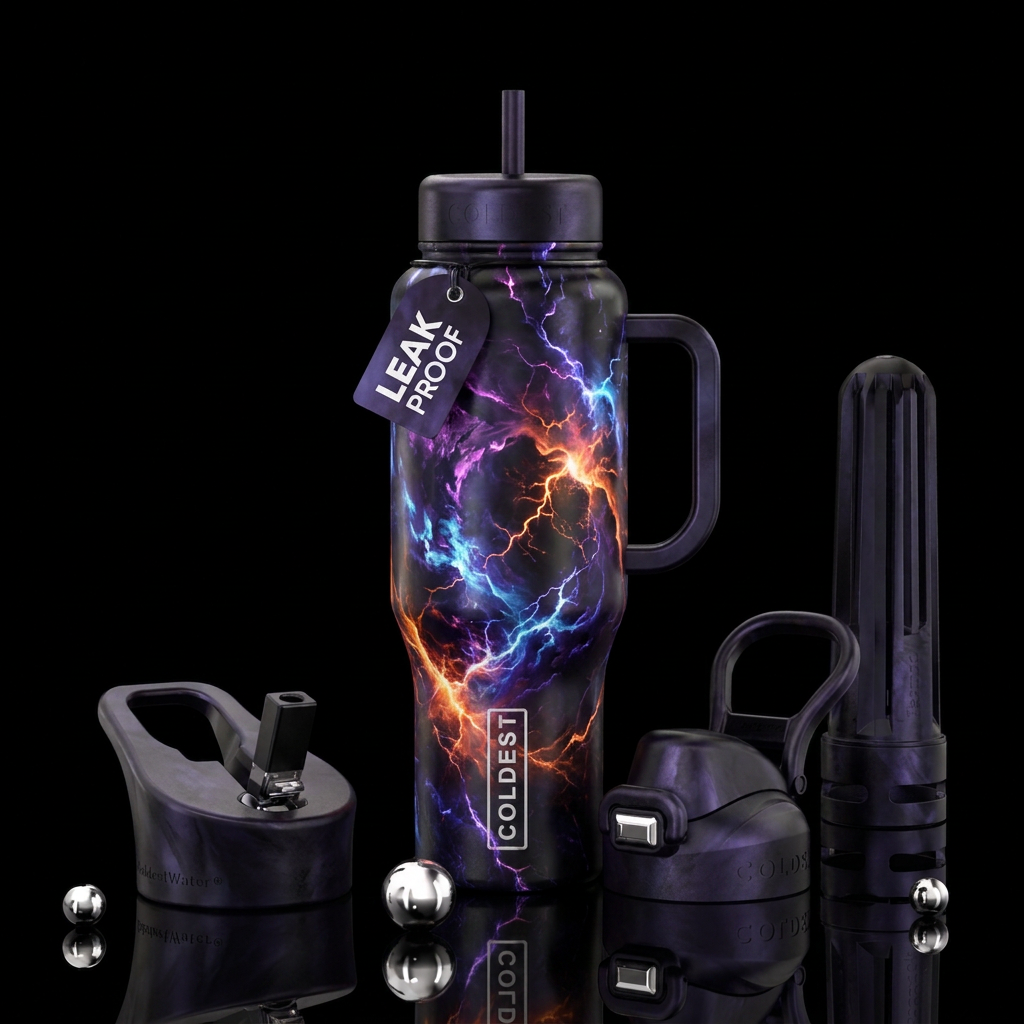 Glowy Clashing Lightning water bottle design