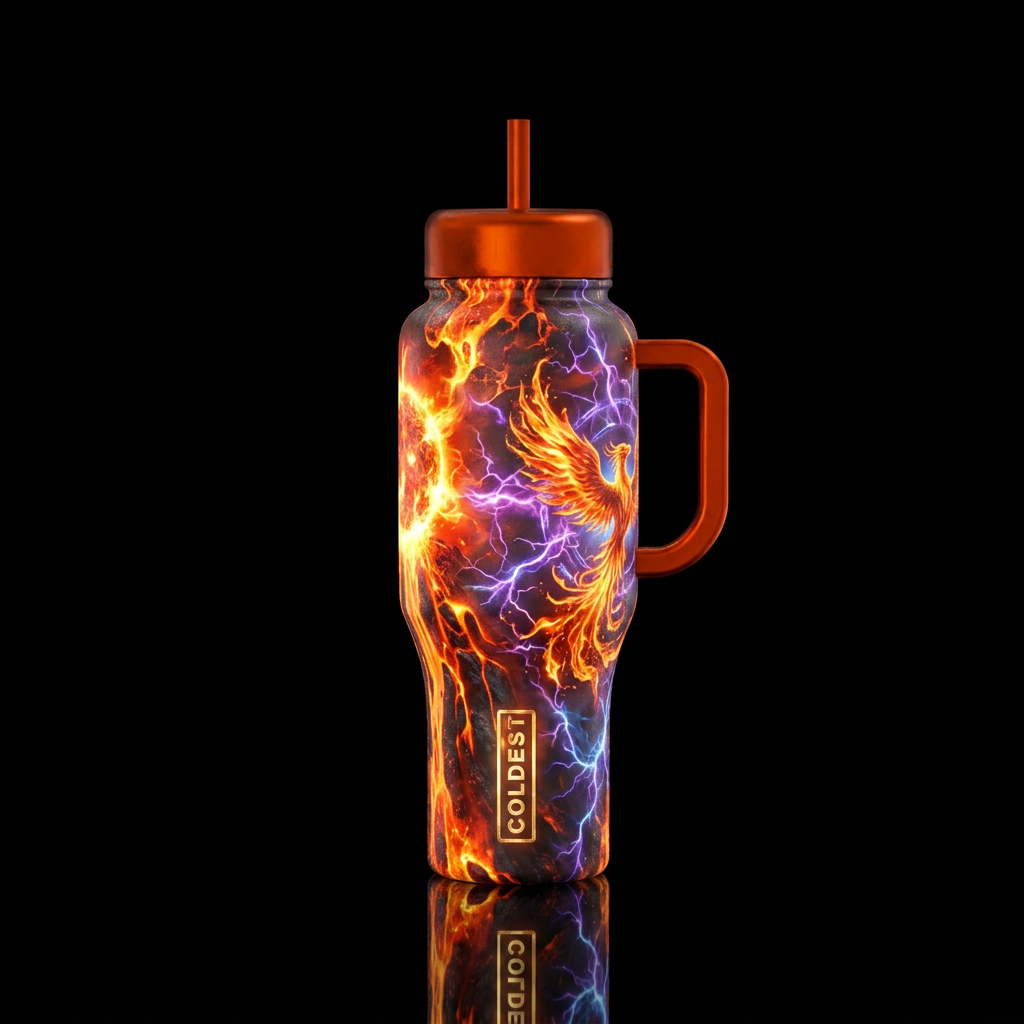 firery, explosive, magical, mythical water bottle design
