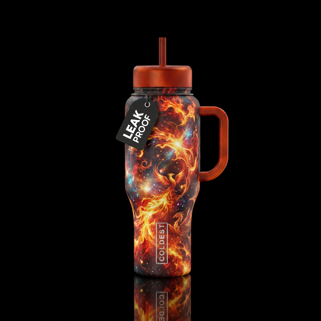 firery, explosive, magical, mythical water bottle design