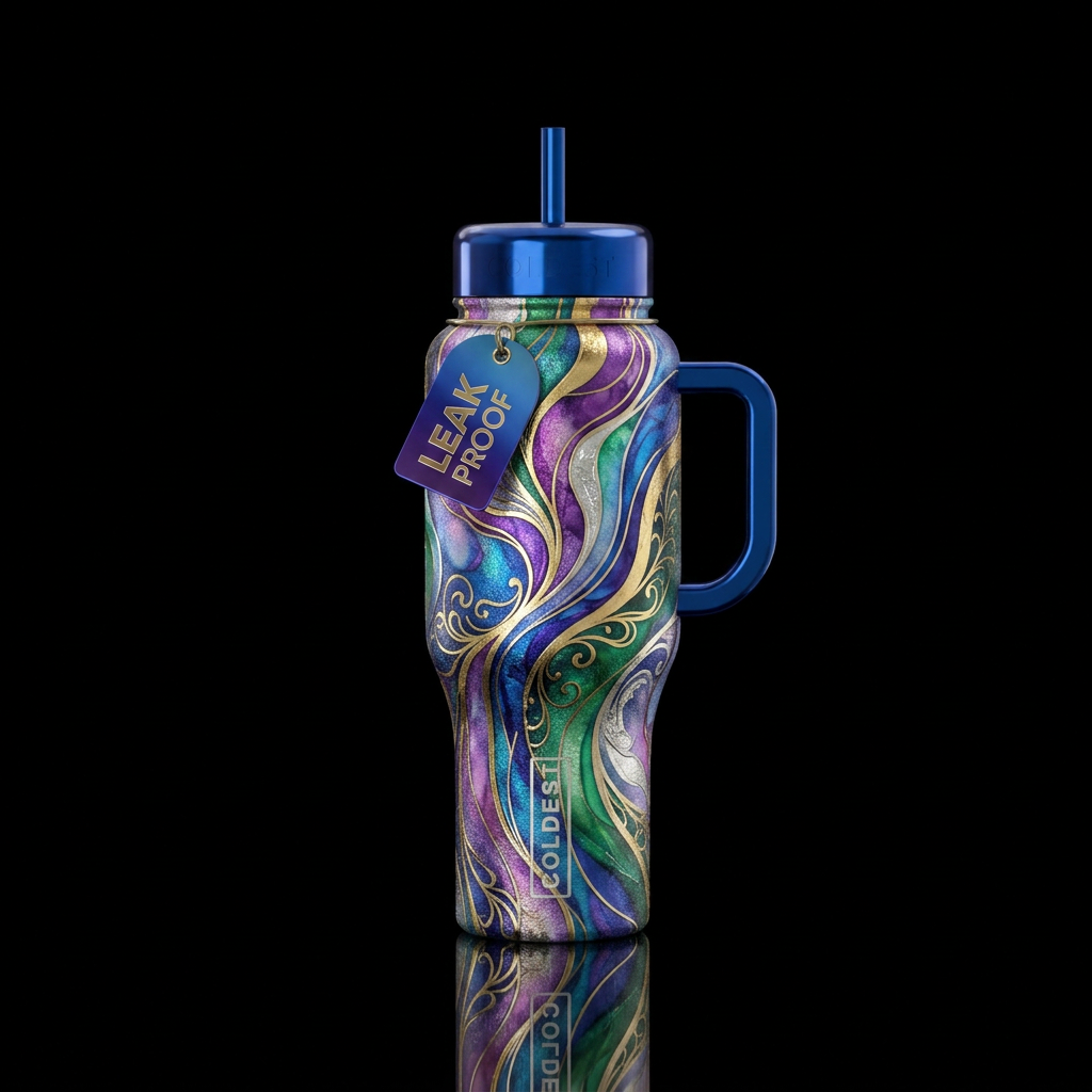 abstract, luxurious water bottle design