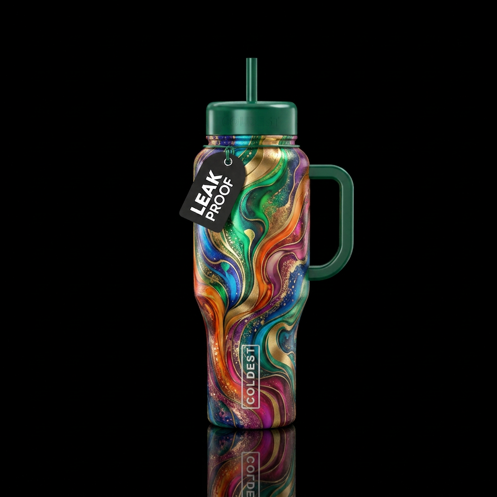 abstract, luxurious water bottle design