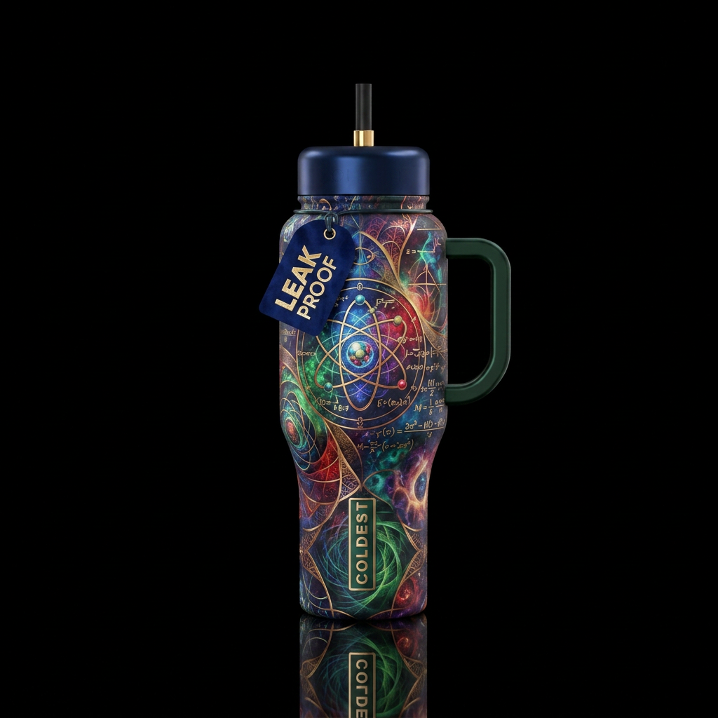 scientific, abstract, luxurious water bottle design