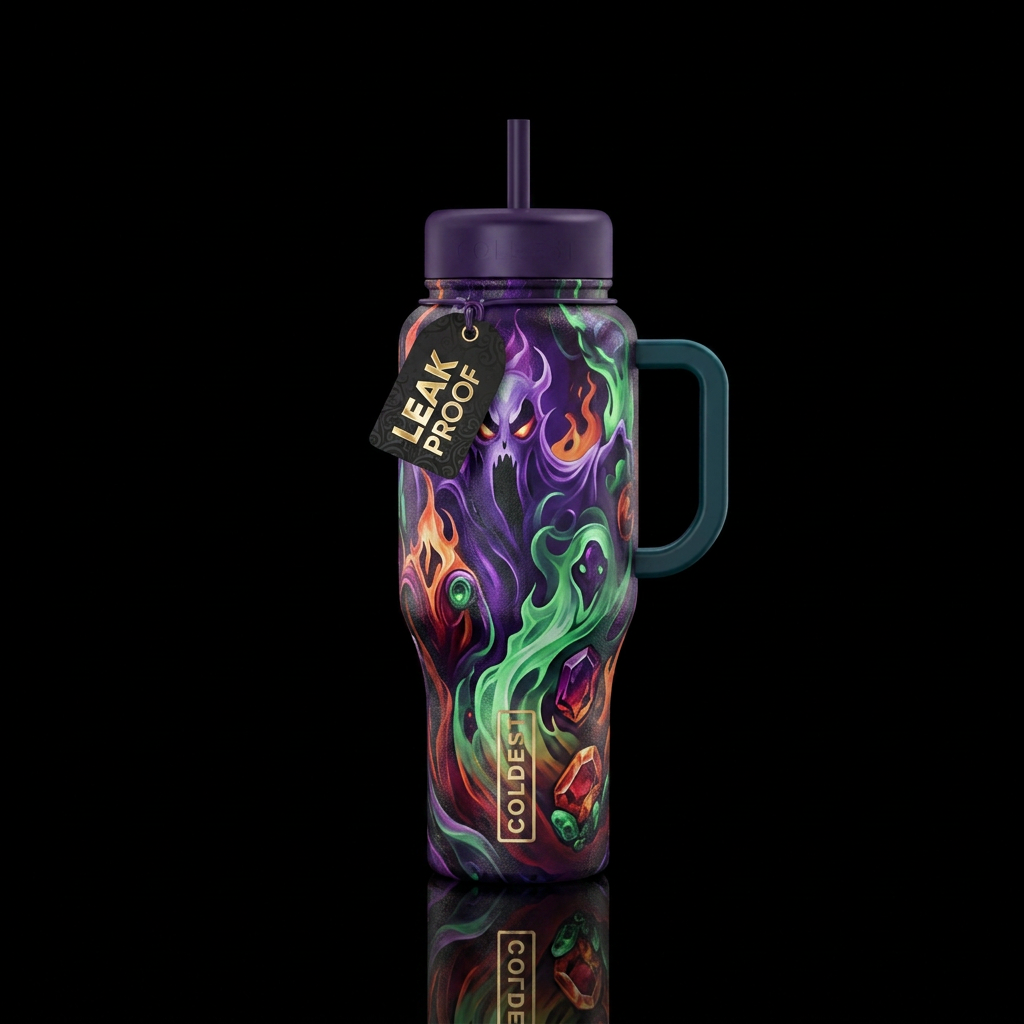 abstract, haunted, luxurious water bottle design
