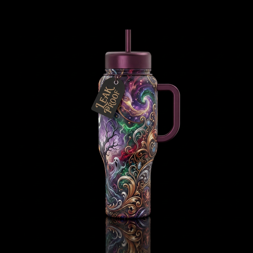 abstract, haunted, luxurious water bottle design