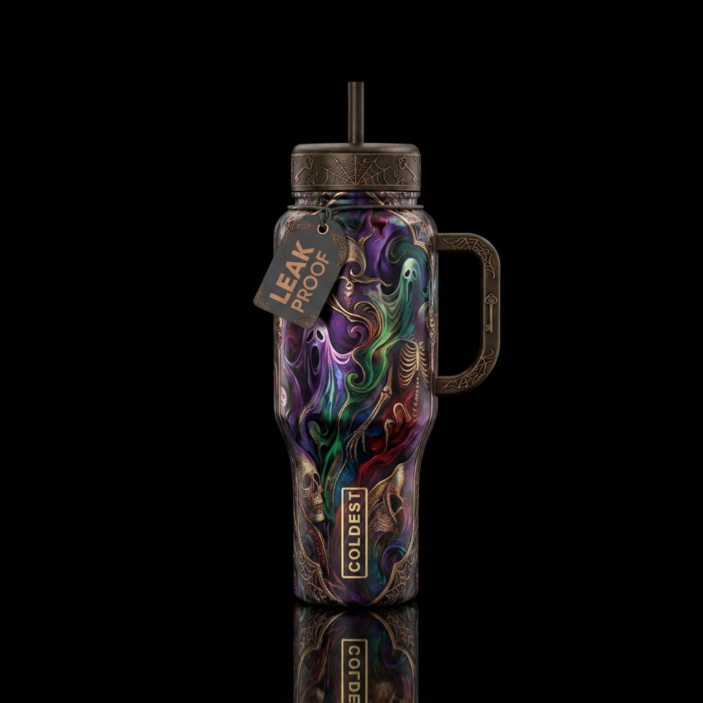 abstract, haunted, luxurious water bottle design