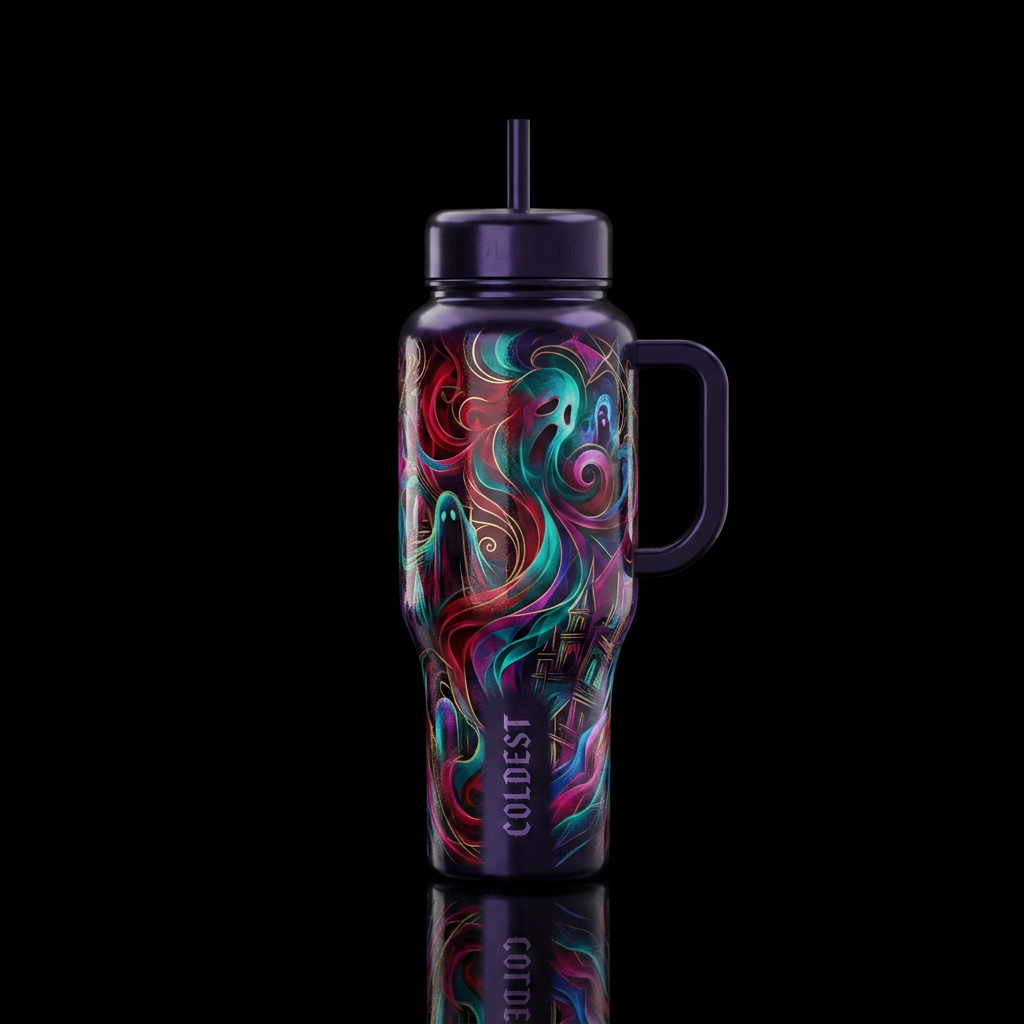 abstract, haunted, luxurious water bottle design