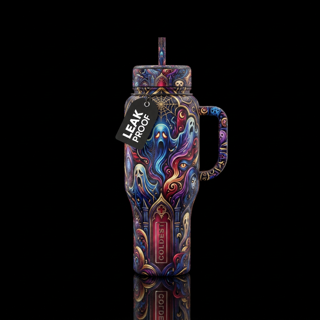 abstract, haunted, luxurious water bottle design