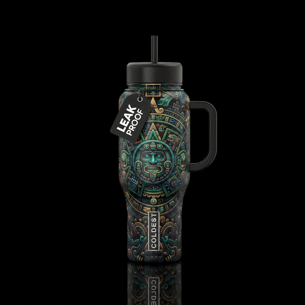 aztec, dark mood water bottle design
