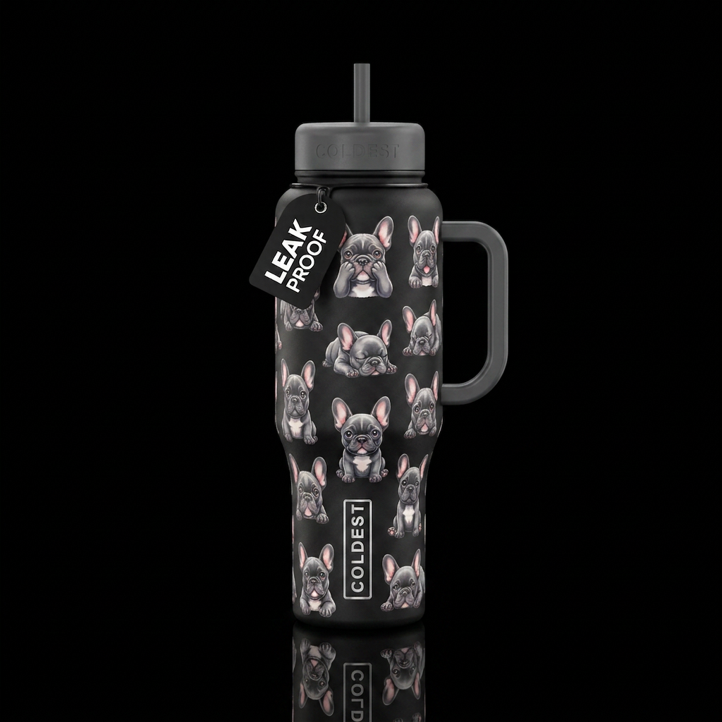 Cute & cuddly French Bulldogs water bottle design