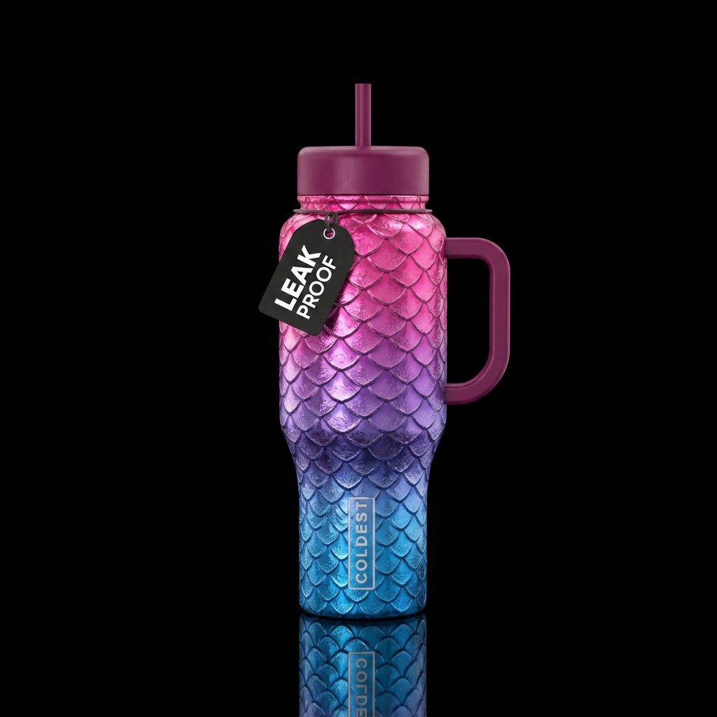 36 oz metallic textured dragon scales ombre  brigh... water bottle design