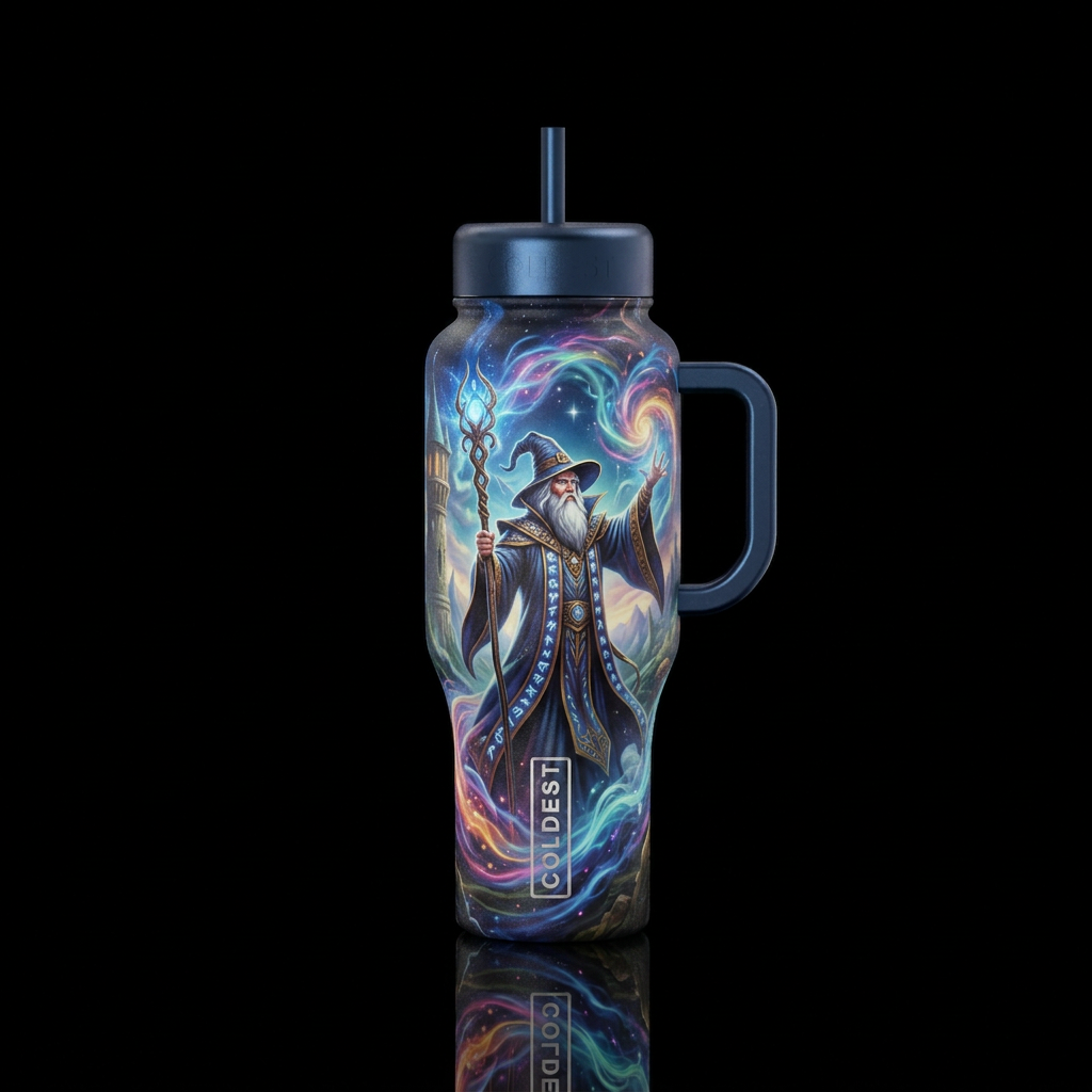 old, fantasy, magic, magical, wizard water bottle design
