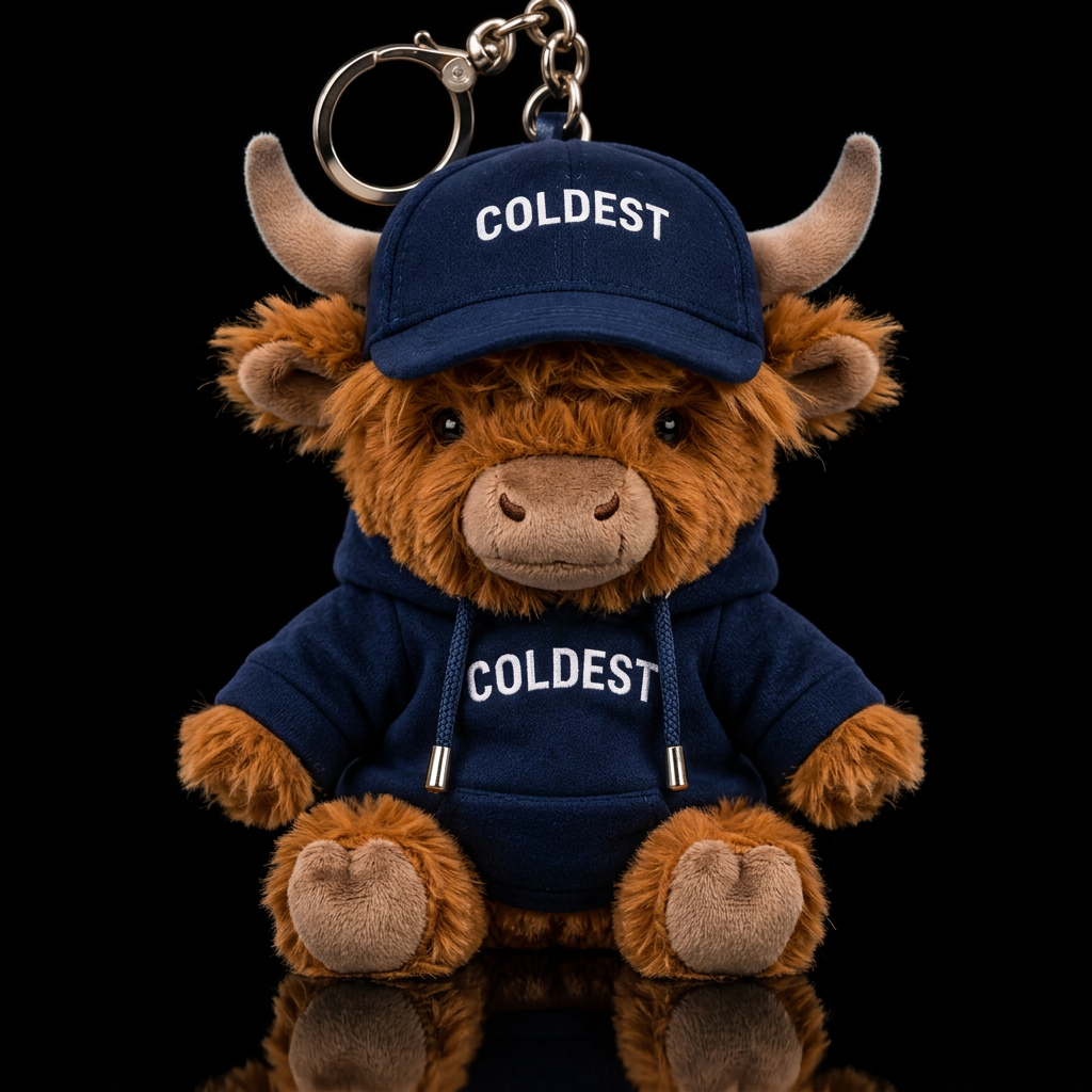 brown highland cow baby dressed in coldest hoodie ... water bottle design