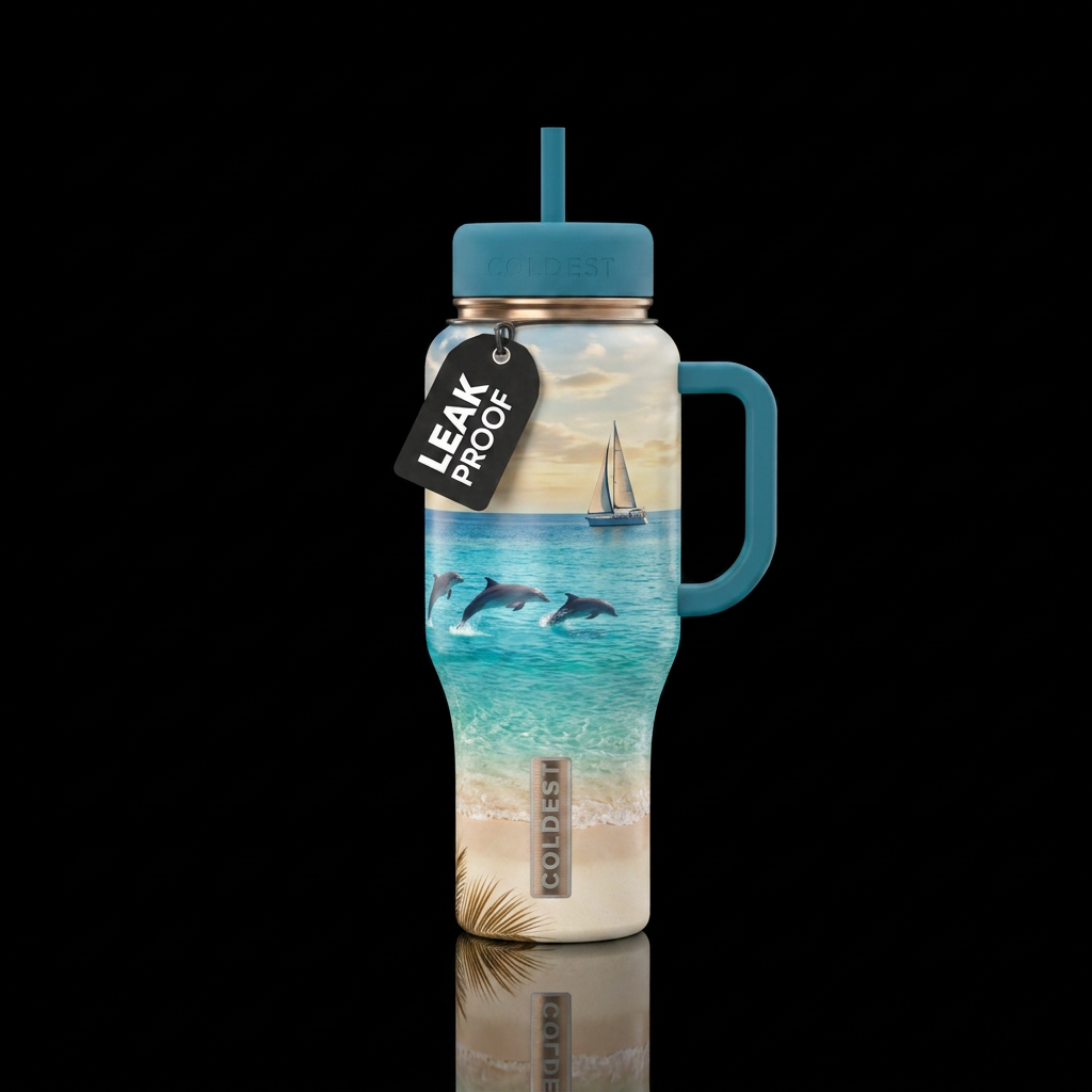 Sandy Sails water bottle design