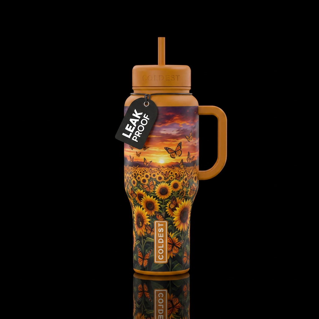 Monarch Meadow water bottle design