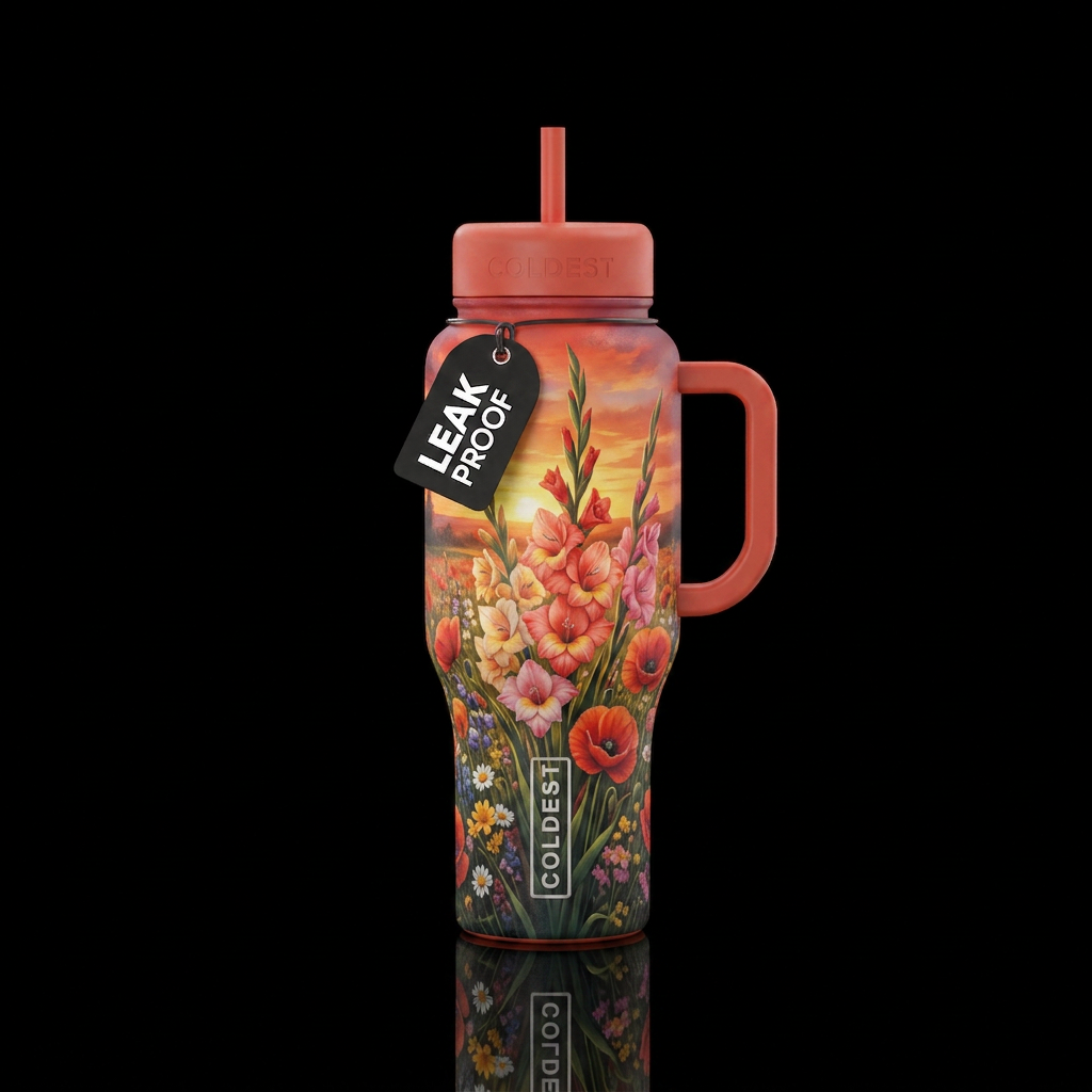 August’s Bouquet water bottle design