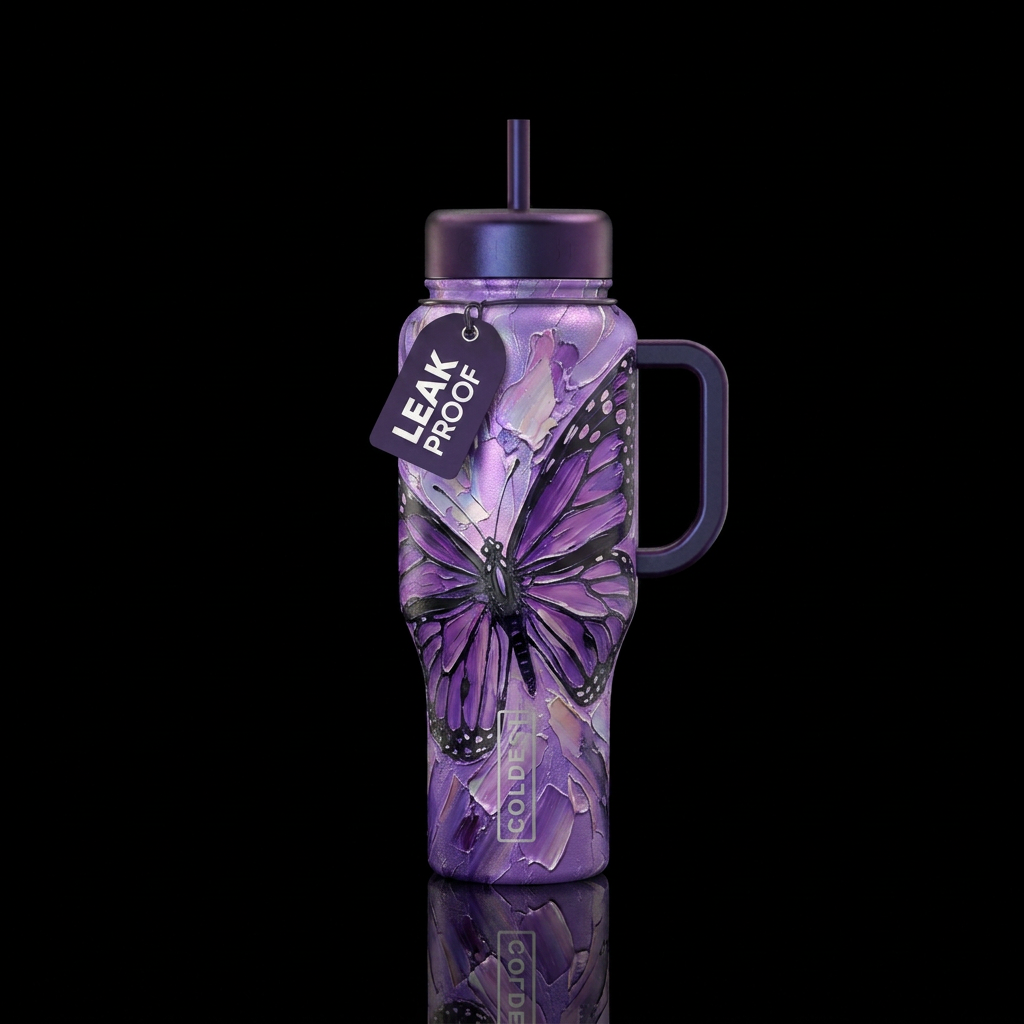 Painted Purple water bottle design
