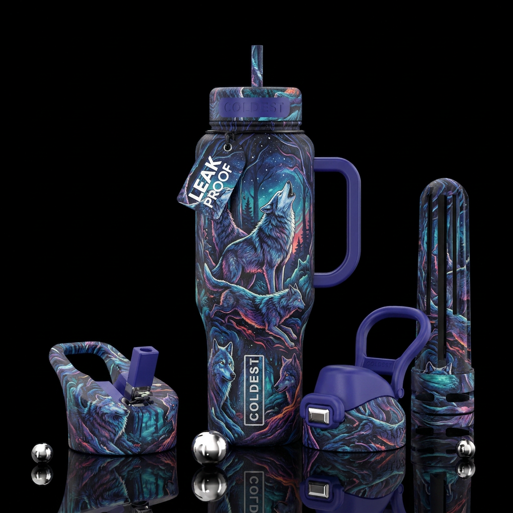 Wolves water bottle design
