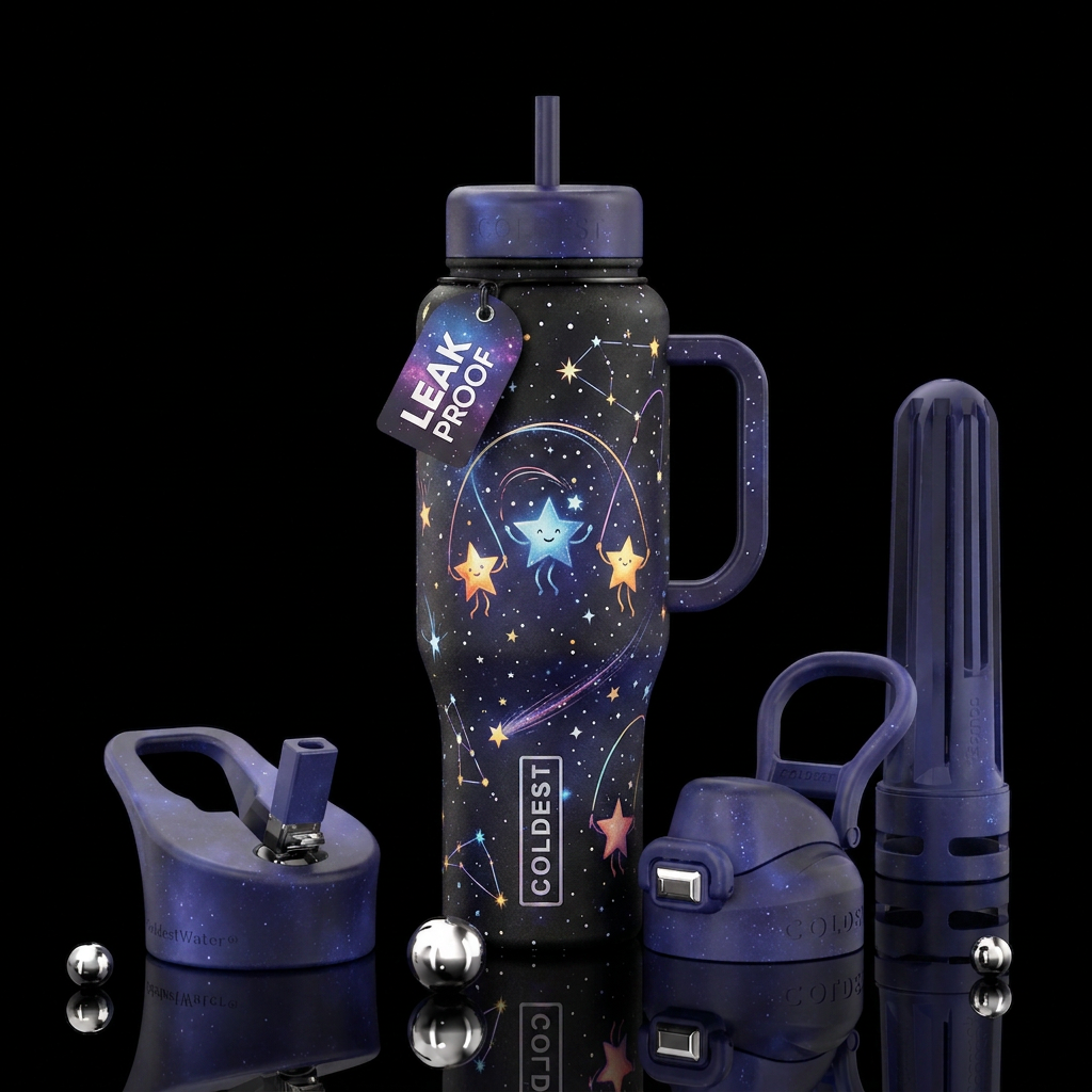 Stars playing jumprope water bottle design