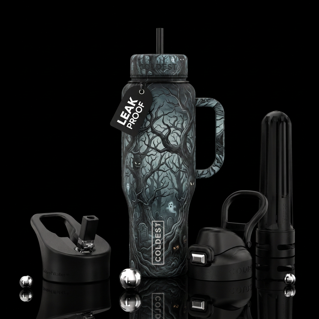 Haunted woods water bottle design