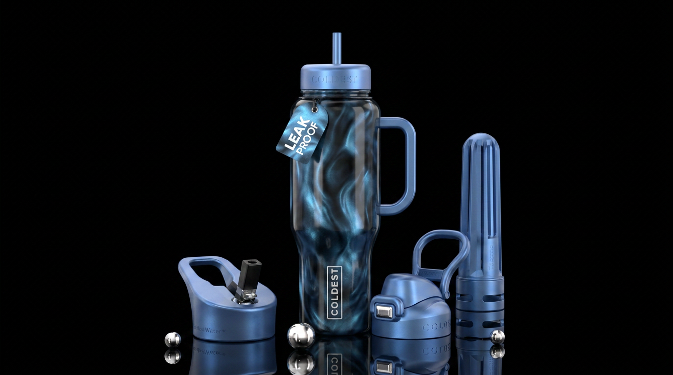 Pearly blue and black glowie water bottle design