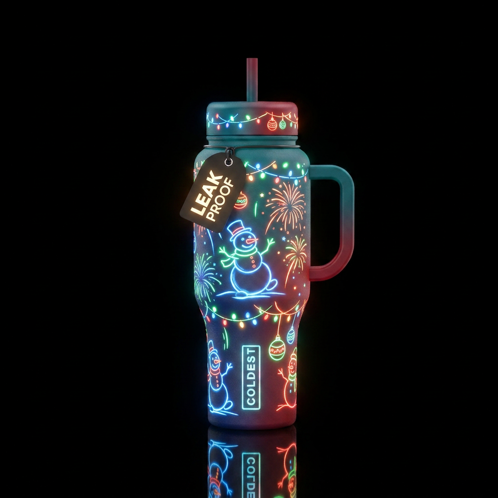 Glowie snowman christmas party water bottle design