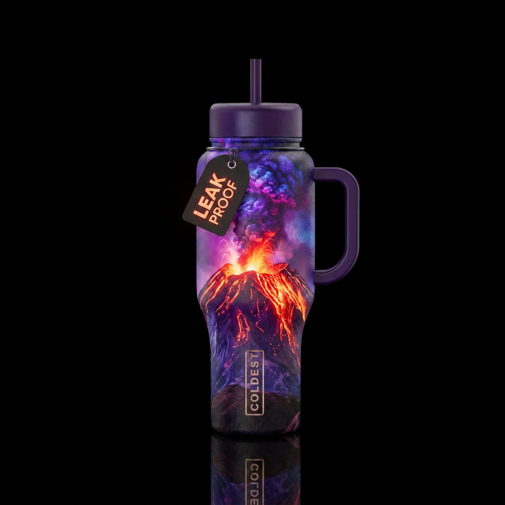 Mount Saint Helen's glowie water bottle design
