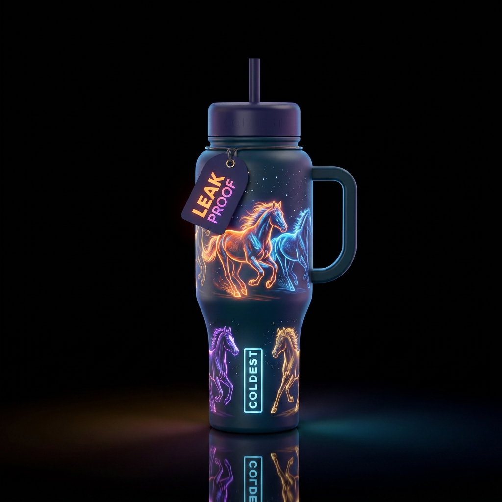 Spirit horses running along side with wild horses ... water bottle design