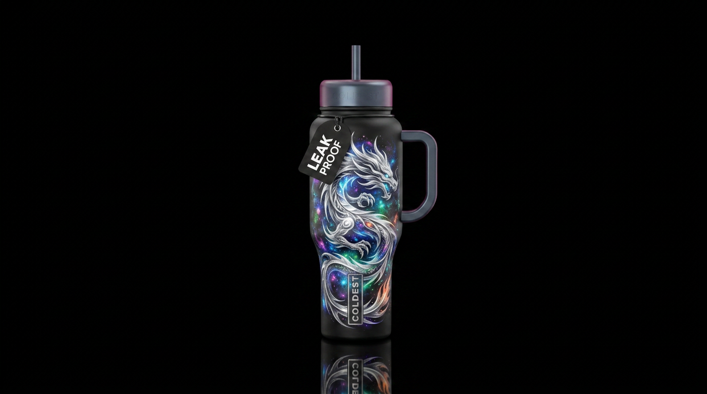 magical silver dragon spirit water bottle design