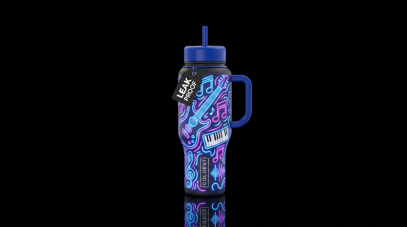 Loving music glowie water bottle design