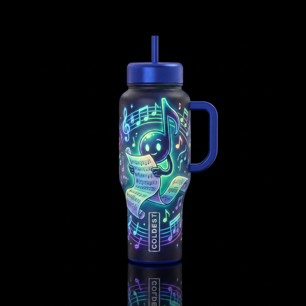 music, music reading music glowie water bottle design